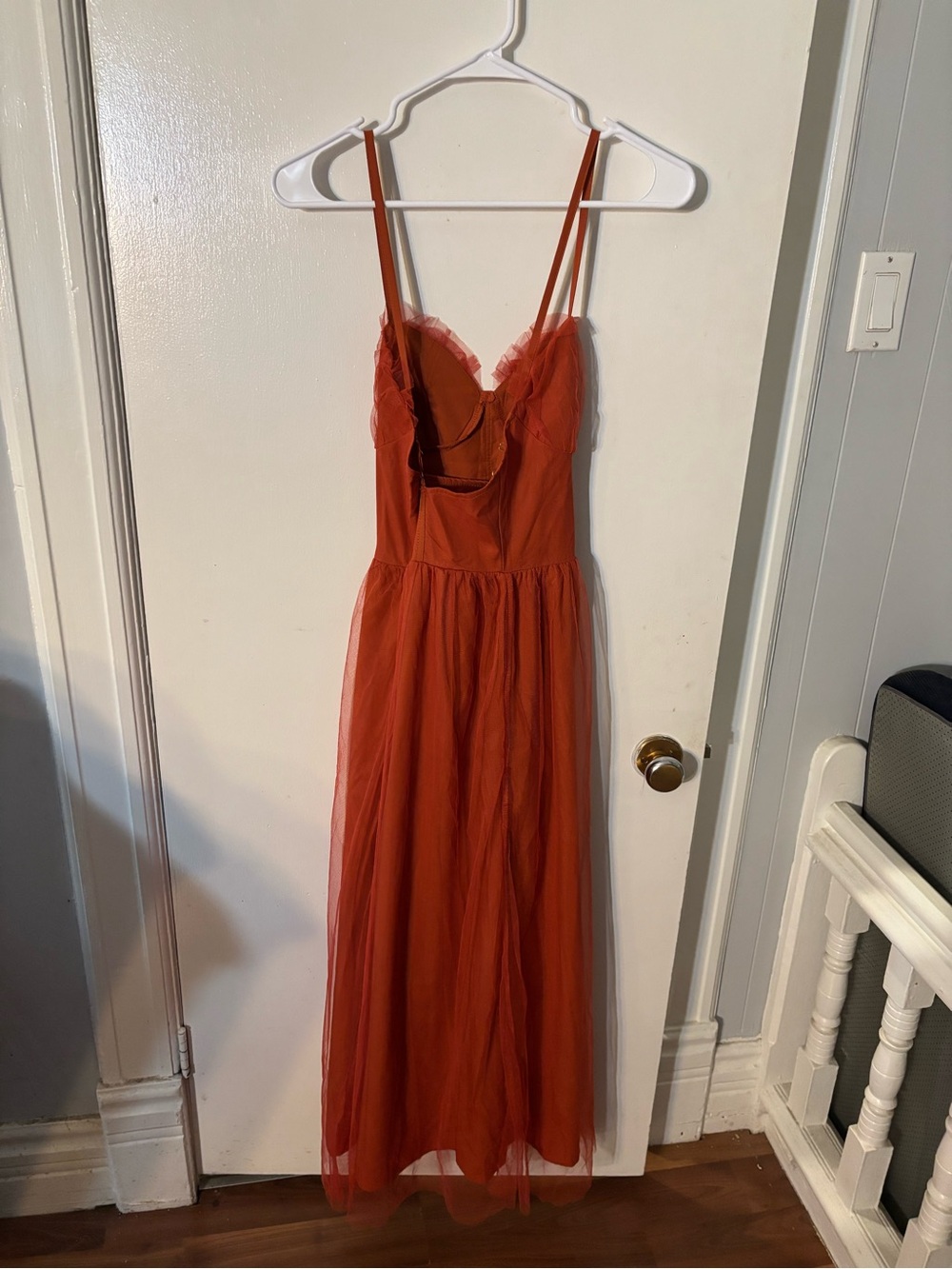 Orange Ruffle Mesh Dress - Picture 8 of 8